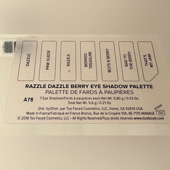 TOO FACED Razzle Dazzle Berry Eye Shadow Palatte 7 Eye Shadows Exc Cond - Picture 9 of 9